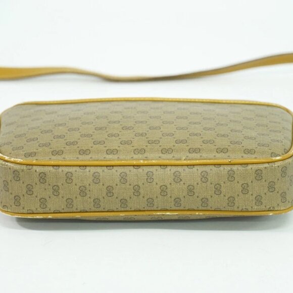 GUCCI Micro GG Canvas Shoulder Crossbody Bag Brown Gold - Picture 8 of 10